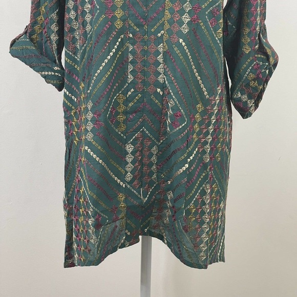 NWT Soft Surroundings Terrare Tunic Shirt Size S Green Embroidered - Picture 4 of 12